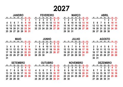 Calendário 2027 A3 Calendarios365su
