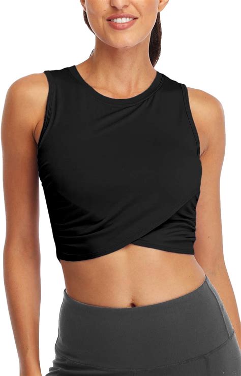 Sanutch Crop Workout Tops For Women Cropped Shirts Dance Tops For Women Slim Fit