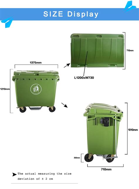 660l Large Size Outerdoor Wheelie Industrial Plastic Garbage Can Waste