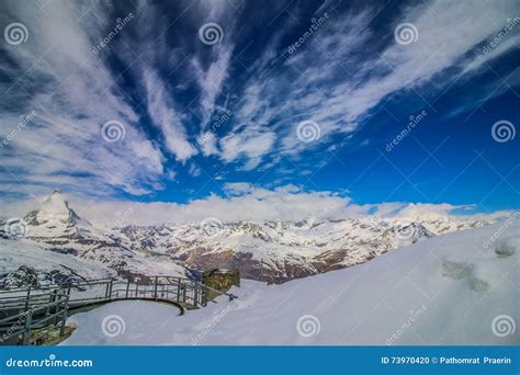 Clear Sky And Cloudy Mountain Matterhorn View Zermatt Switzerland