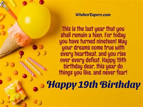 Happy 19th Birthday Wishes Messages And Greeting Card