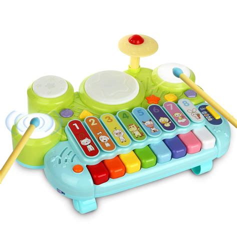 3 In 1 Toddler Drum Set Piano Keyboard Xylophone Toys Musical