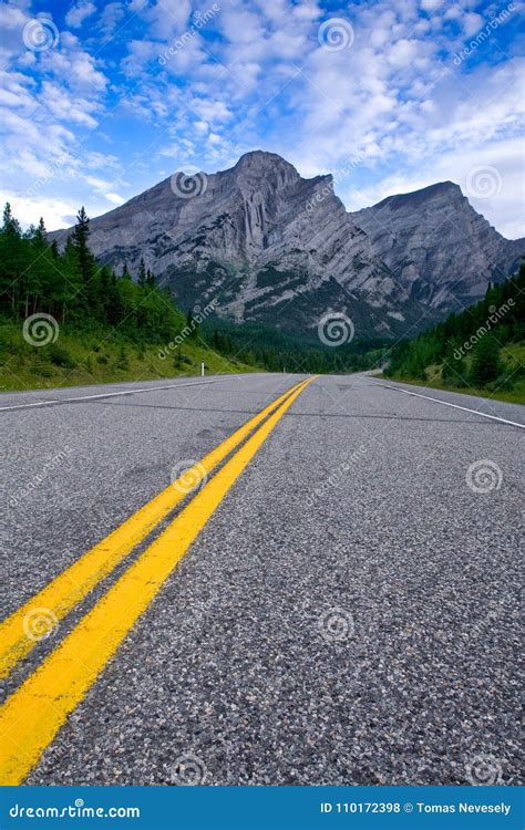 Road In Kananaskis Country In The Canadian Rocky Mountains Stock Photo