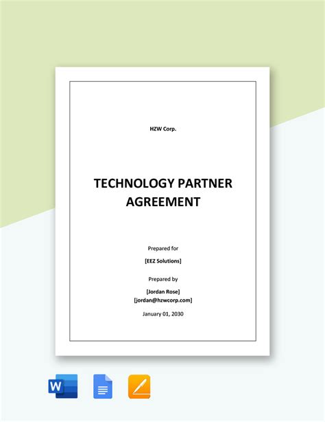 Free Partner Agreement Samples In Ms Word Google Docs Apple