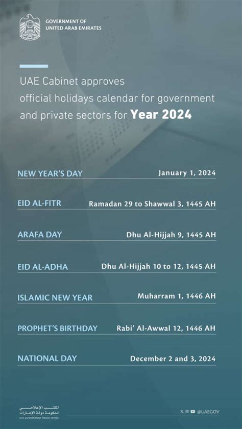 Uae Cabinet Approves 2024 Holiday Calendar Tag911 Pinoy Talaga