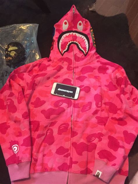 Bape Camo Shark Hoodie Pink Us Size Medium Clothing Shoes