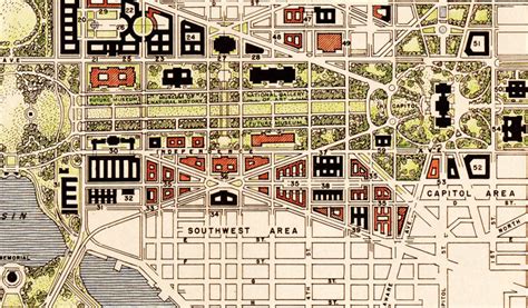 Vintage Map Of Washington Capitol United States Antique 1941 Vintage