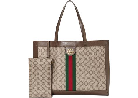 Gucci Ophidia Soft Gg Supreme Medium Tote Beigeebony In Canvas With