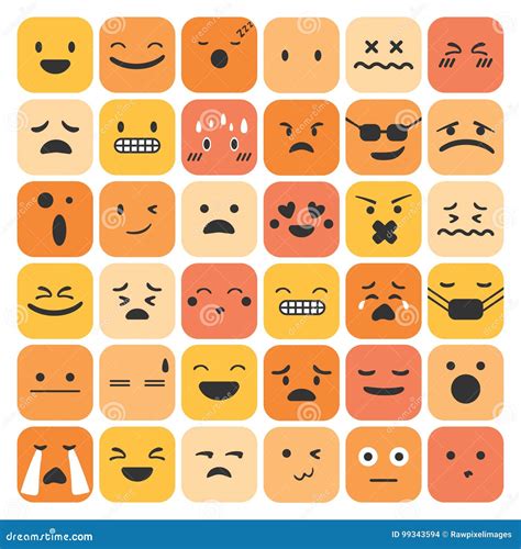 Emoji Emoticons Set Face Expression Feelings Collection Vector I Stock
