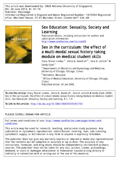 pdf sex in the curriculum the effect of a multi modal sexual history taking module on medical