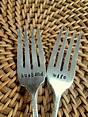 Husband and Wife Wedding Cake Fork Set - Stamped Forks for your wedding ...