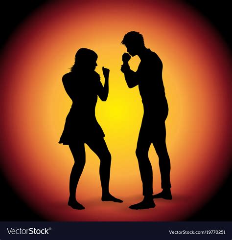 Silhouette Of Fighting Couple Royalty Free Vector Image