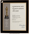 An Academy of Motion Picture Arts and Sciences Certificate of | Lot ...
