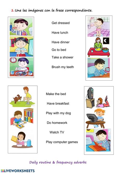 Daily Routines Vocabulary Ficha Interactiva Ingles Para Preescolar