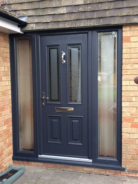 Anthracite Grey Composite Front Entrance Door With Full Height Glass