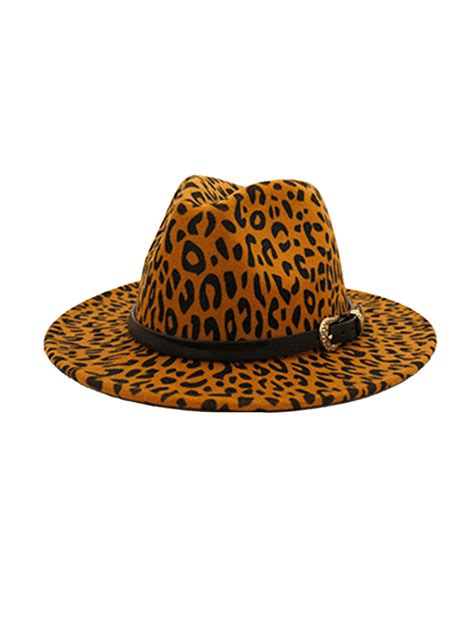 Retro Belt Leopard Flat Brim Fedoras Hat in 2020 | Leopard flats, Fedora hat, Fedora
