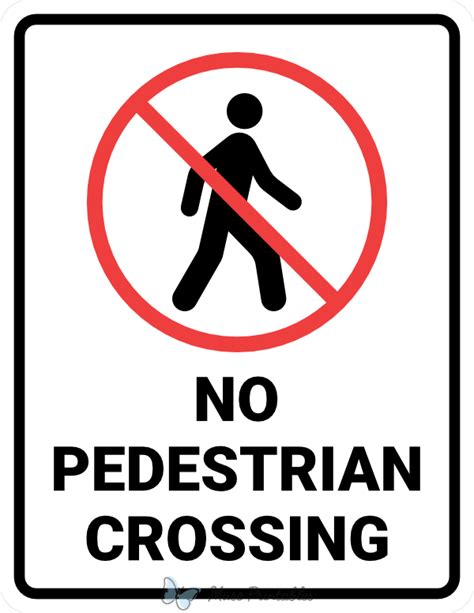 Printable No Pedestrian Crossing Sign