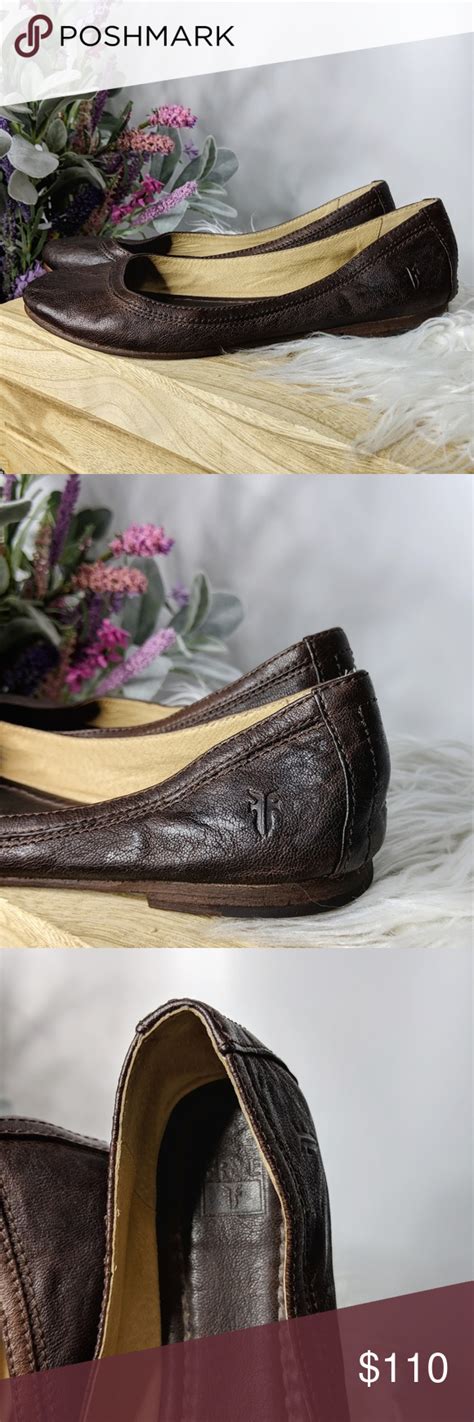 Frye Carson Ballet Flat Brown Leather Round Toe Frye Carson Ballet Flat