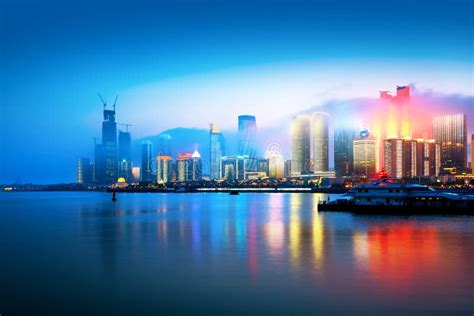 Qingdao Skyline Night Shandong China Stock Photos Free And Royalty Free