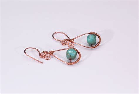 Boho Inspired Earrings Turquoise Wire Wrapped Bohemian Jewelry