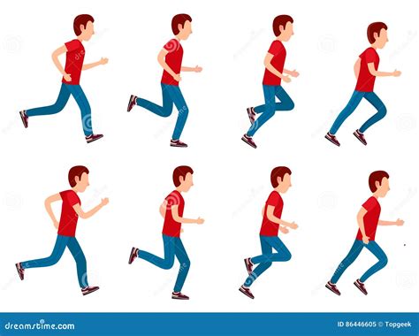 Running Man Animation Sprite Set 8 Frame Loop Cartoon Vector