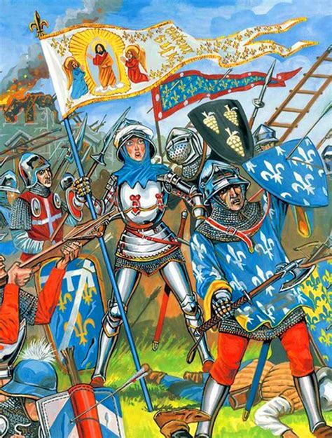 Joan Of Arc Leading The French Army To Victory Over The English At The