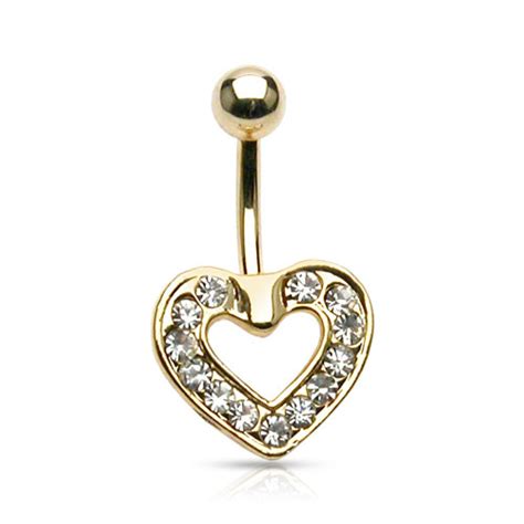 Gold Plated Floating Heart Belly Ring Belly Button Rings