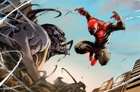 Spiderman Vs Venom Comic Art 4k Wallpaperhd Superheroes Wallpapers4k