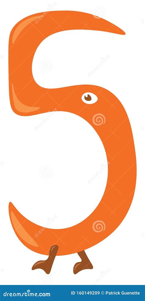 Numerical Number Five In Orange Color Vector Or Color Illustration