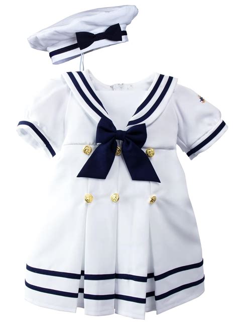 Baby Toddler Girls Nautical Sailor Dress With Hat Large 12 18 Months