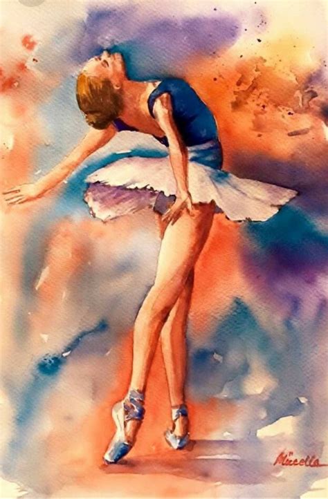 Mucitoare Ballerina Art Watercolor Dancer Ballet Painting