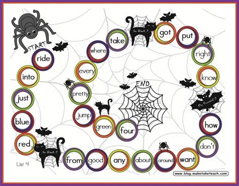 Halloween Themed Game Boards Make Take And Teach