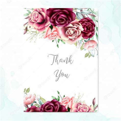 Beautiful Floral Card With Thank You Message Premium Vector