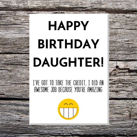 Daughter Birthday Card Funny Birthday Card Funny Happy Etsy