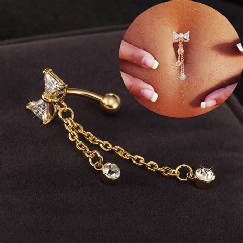 Buy Lnrrabc Sale Women Rhinestones Bow Belly Navel