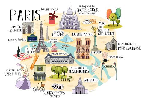Paris Illustrated Map Etsy