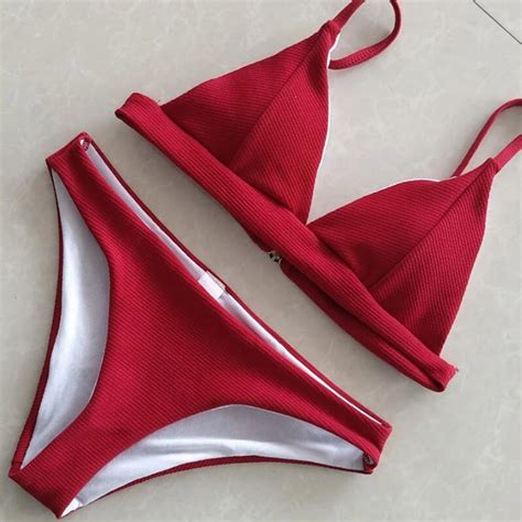 new summer women s sexy redtriangle micro thong bathing beachwear bikinis sets biquini swimsuits