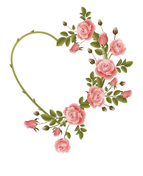 Rose Decorated Heart Frame Flower Heart Frame Png Clip Art Library