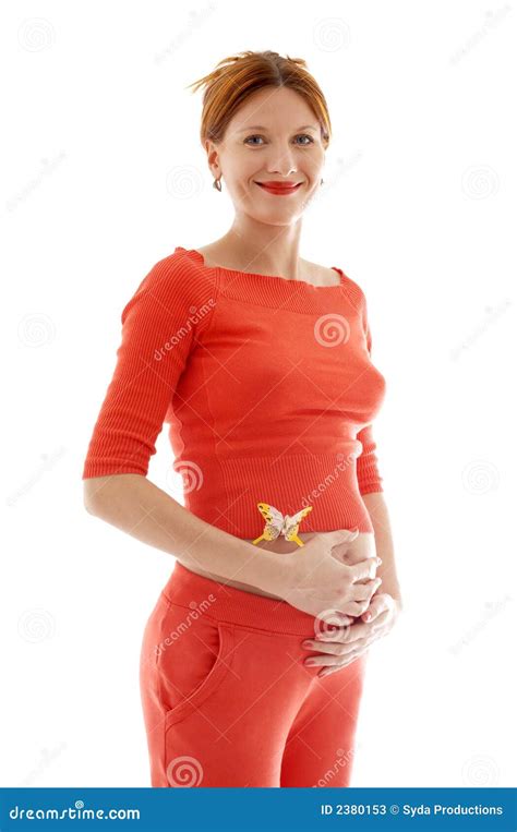 pregnant redhead with butterfl stock image image of beginning expecting 2380153