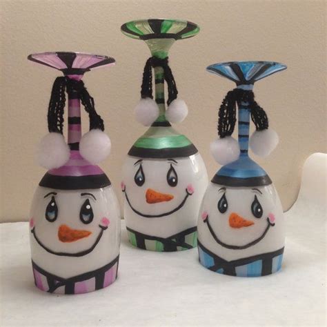 Winter Snowmen Wine Glass Candle Holders Set By E6designsbyashley 35
