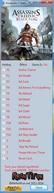 MrAntiFun Games Trainers Assassins Creed 4 Black Flag Trainer 14 V1