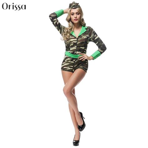 New Brand Women Soldier Costumes Sexy Camouflage Army Costumes Fancy