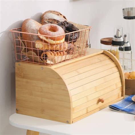 Oggi Stainless Steel Roll Top Bread Box With Tempered Glass Lid By 正規認証