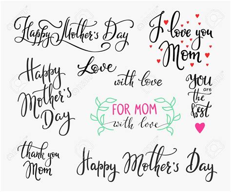 Happy Mothers Day Simple Lettering Calligraphy Postcard Or Poster