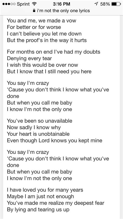 Its undeniable.that we should be together. Sam Smith lyrics I'm not the only one. The affair & broken ...