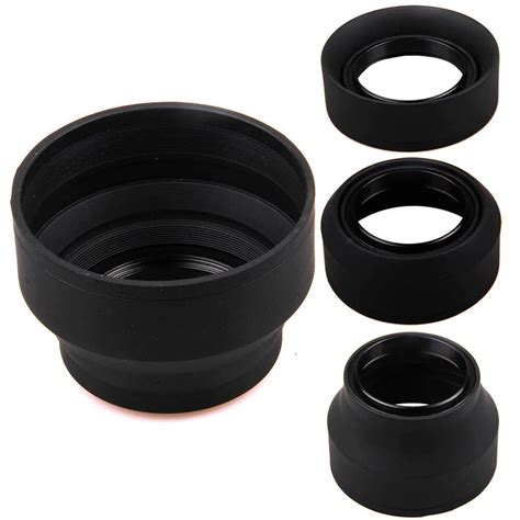 49mm 49 Mm 3 Stage Collapsible Rubber 3 In 1 Lens Hood For Canon Nikon