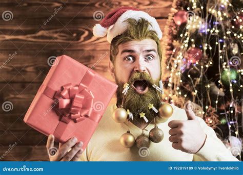 Christmas Holidays And Happy New Year Portrait Of Funny Santa Claus