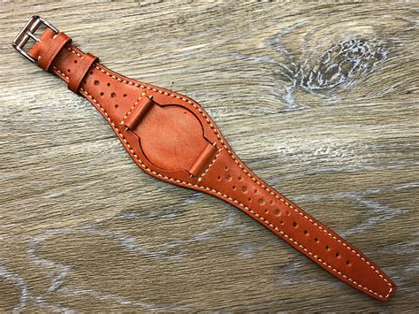 Full Bund Strap Handmade Leather Cuff Watch Band Leather Etsy Hong Kong