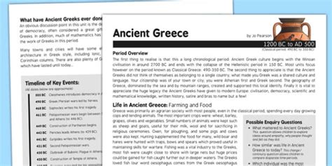 free ancient greece history fact sheet for adults