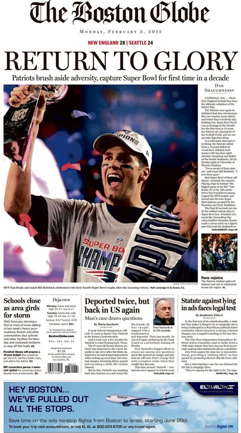 Hi/low, realfeel®, precip, radar, & everything you need to be ready for the day, commute, and weekend! Boston Globe Sports on Twitter: "Tomorrow's page one ...